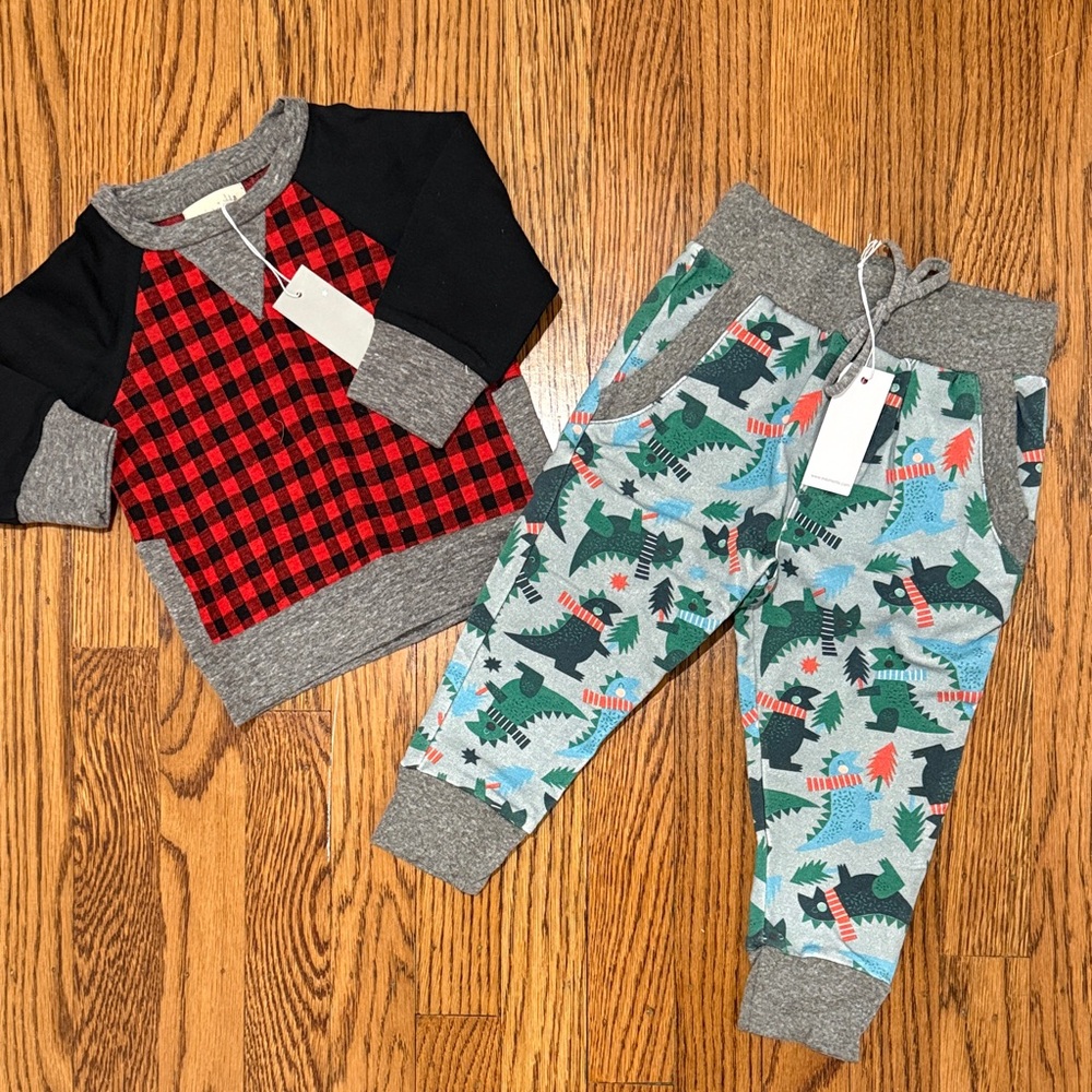 Plaid and Dinosaur Baby PCs 9M